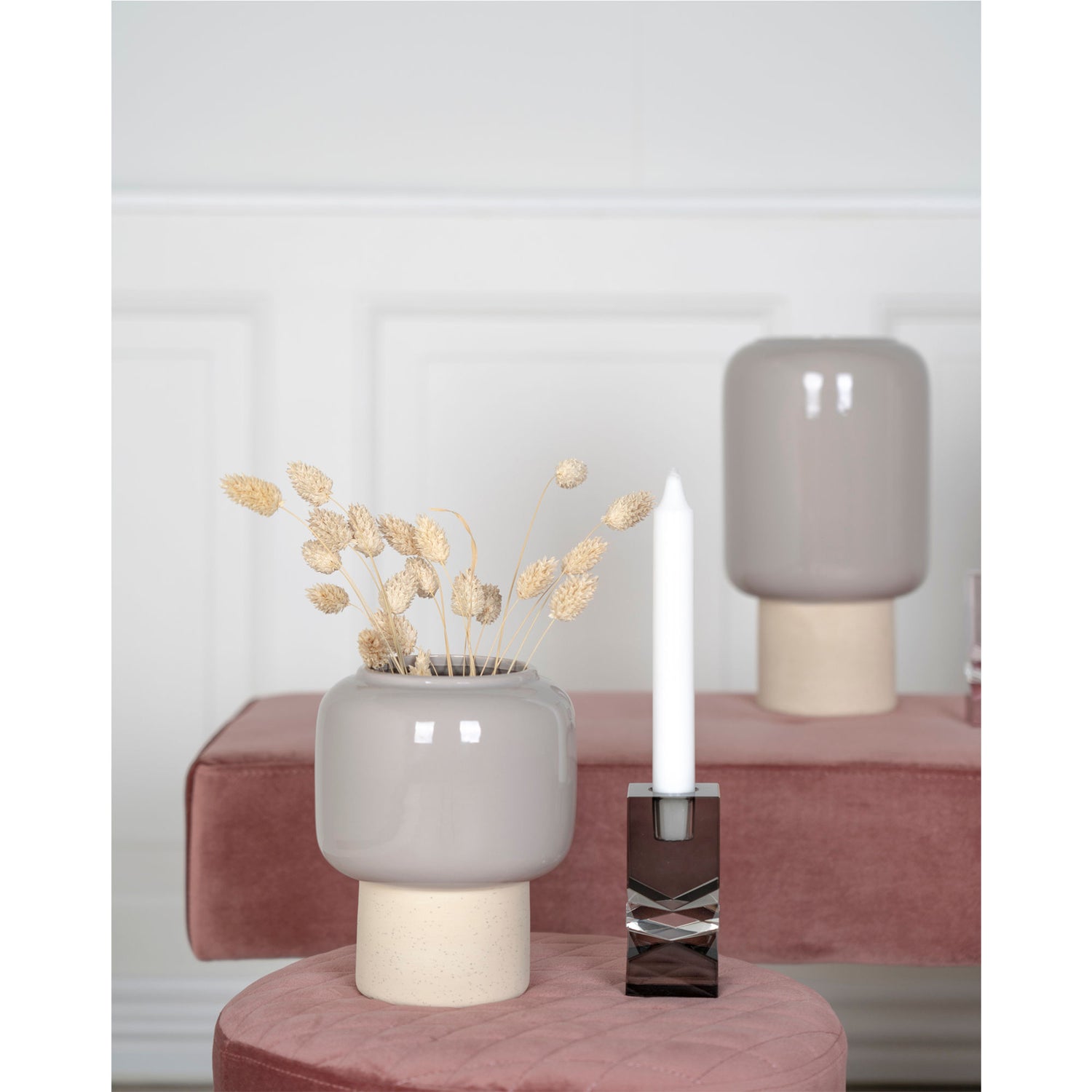 Vase - Vase i keramikk, grå, ø15x27 cm