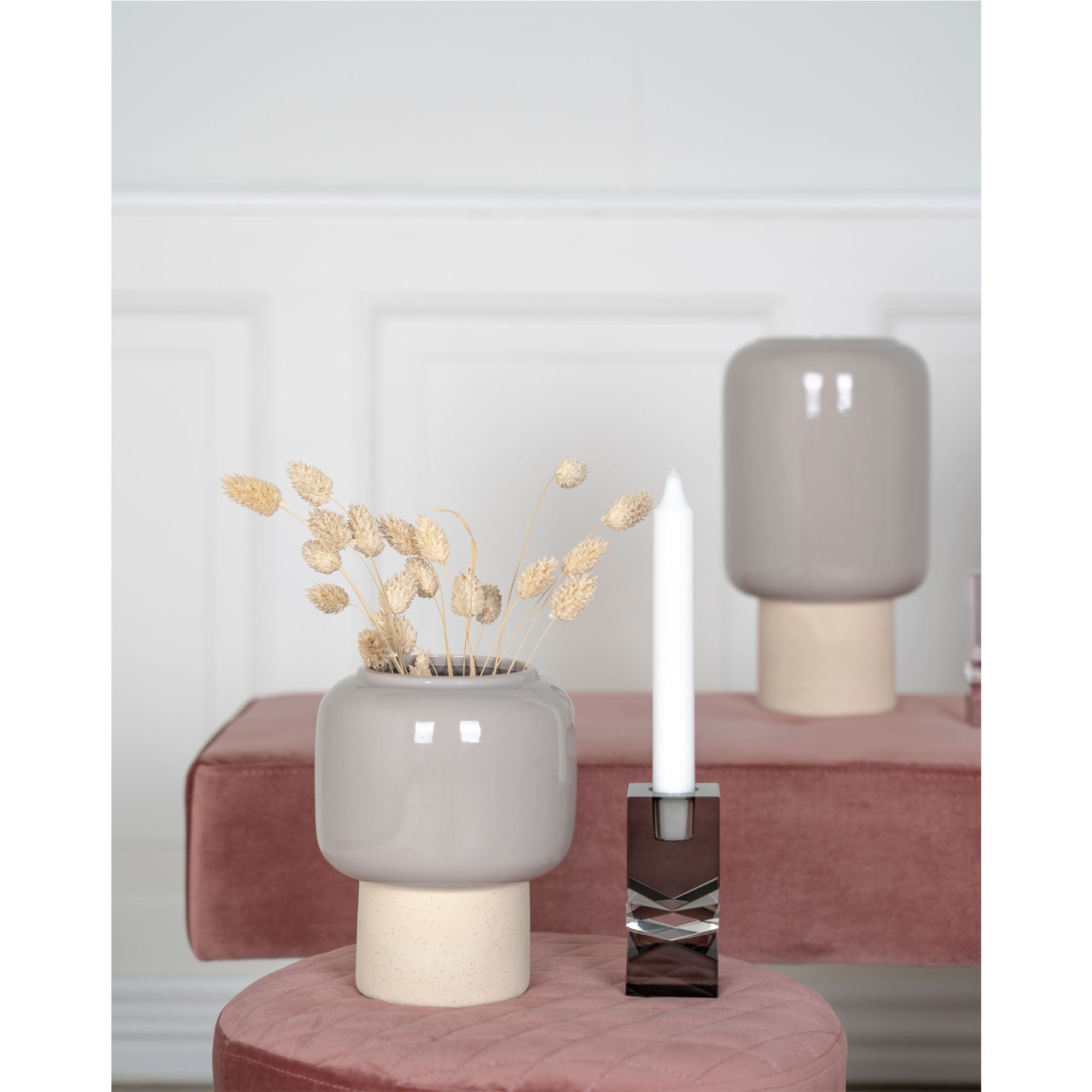 Vase - Vase i keramikk, grå, ø15x27 cm