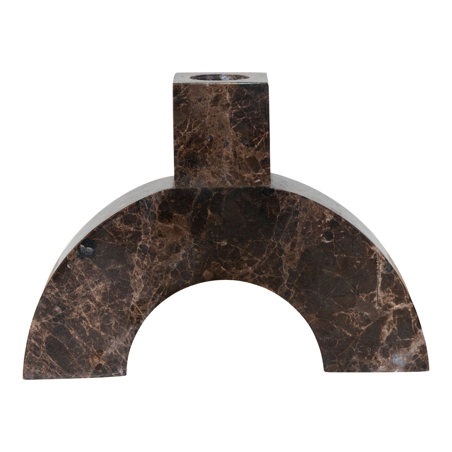 Candlestick - Candlestick in Marble, Brown, 15x3.5x11 cm