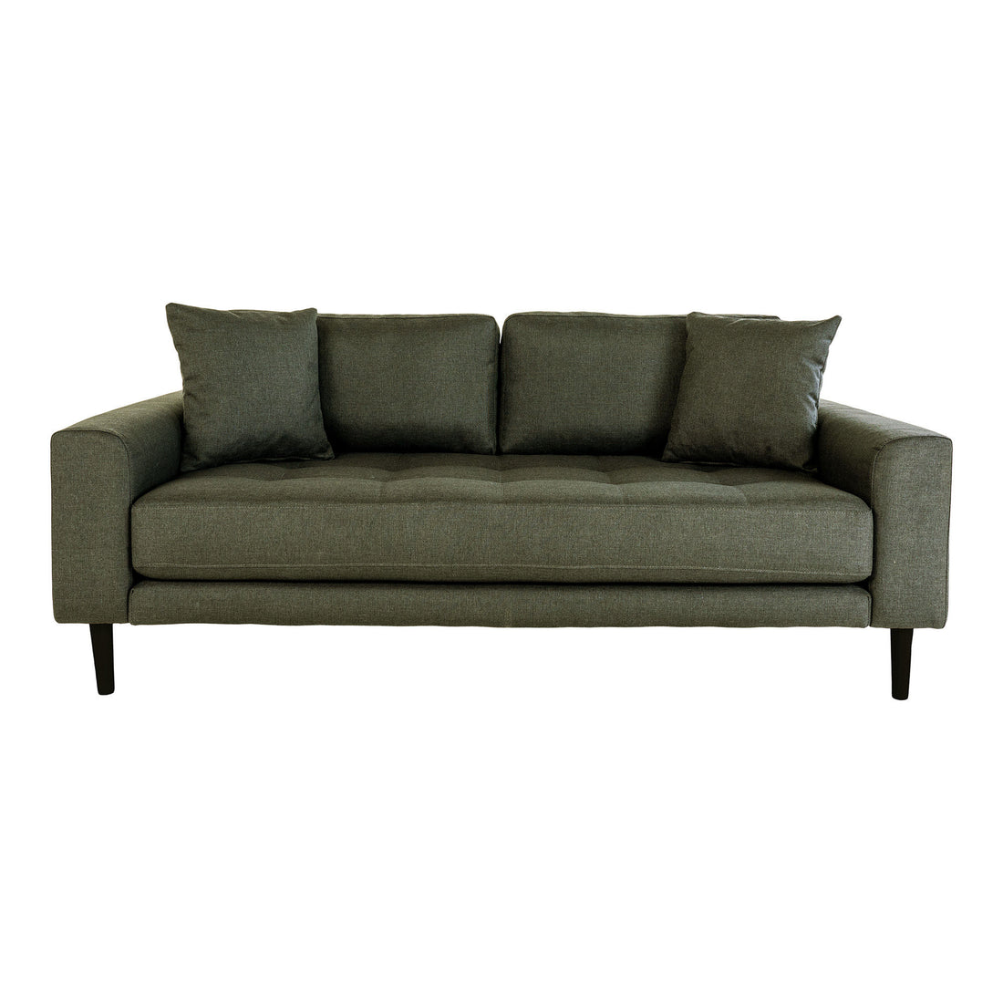 Lido 2,5 -person sofa - 2,5 -person sofa i olivengrønn med to puter og svart treben, HN1020 - 1 - PC -er