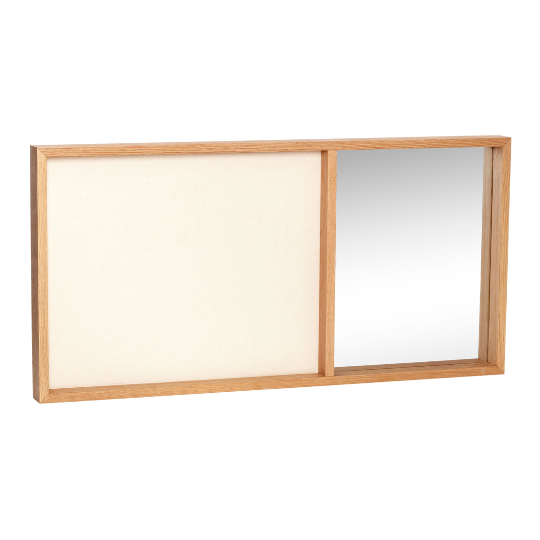 Hübsch - Termination Board m/speil, lerret/glass/eik, FSC, beige/natur - 80x5xh40cm