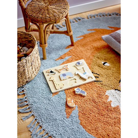 Leroy Tæppe, Blå, Bomuld - D130 cm - BLOOMINGVILLE MINI - DesignGaragen.dk