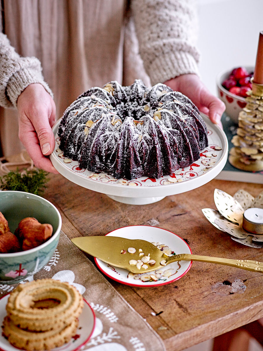 Bloomingville Jolly Cake Dish, Red, Stoneware