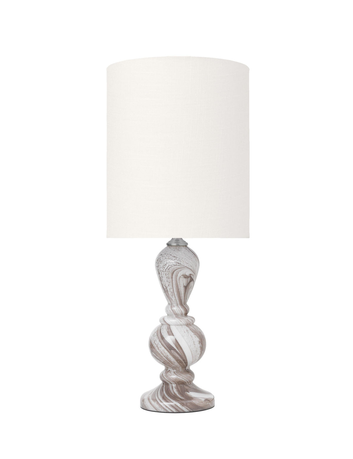 Cosy Living Christine Glass Lamp - Taupe Swirl w. Gertrud Ivory Shade