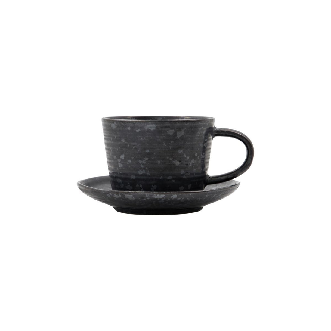 Huslege kopp med tallerken, pion, svart/brun