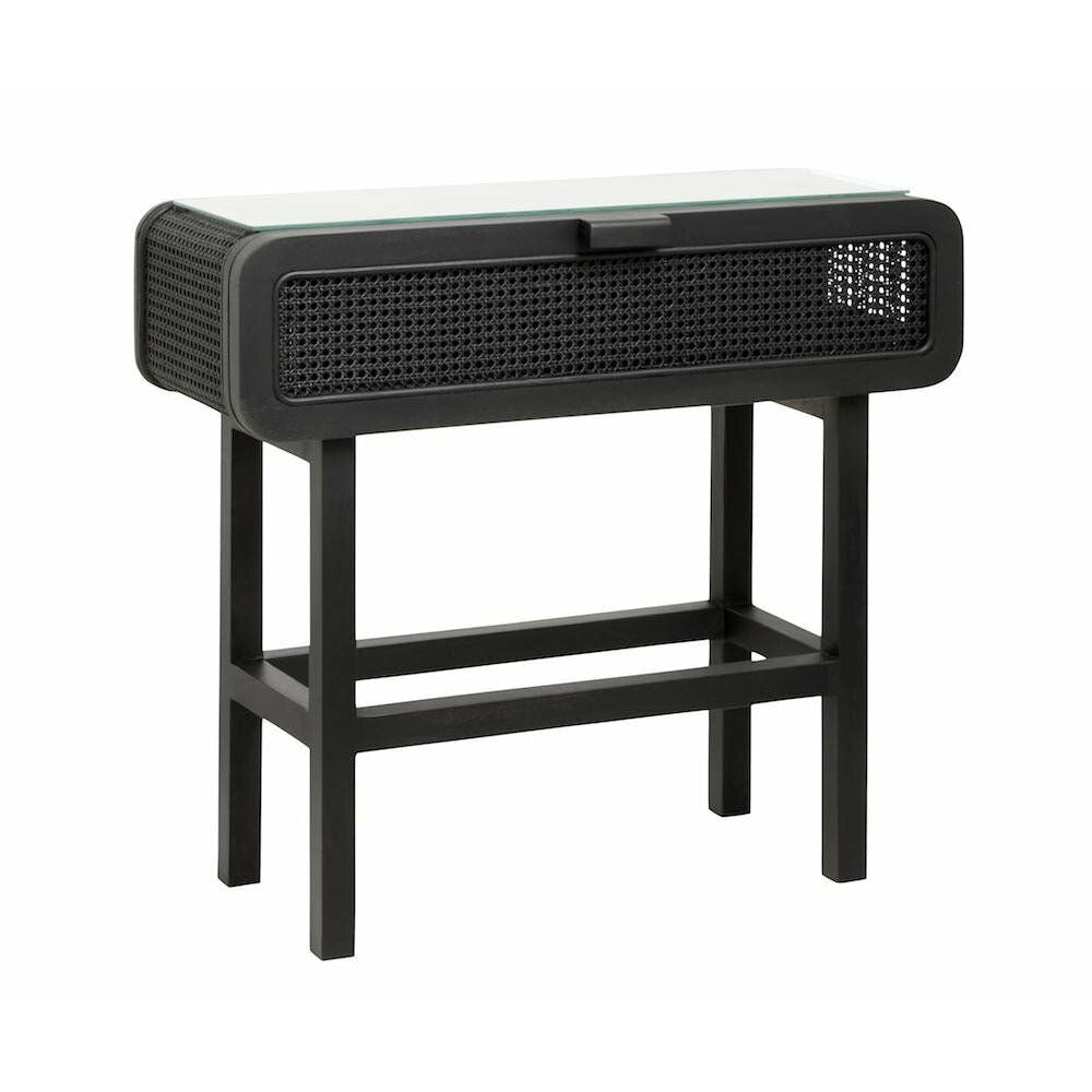 Nordal Merge Console -bord i teak med glass - 90x35 - svart