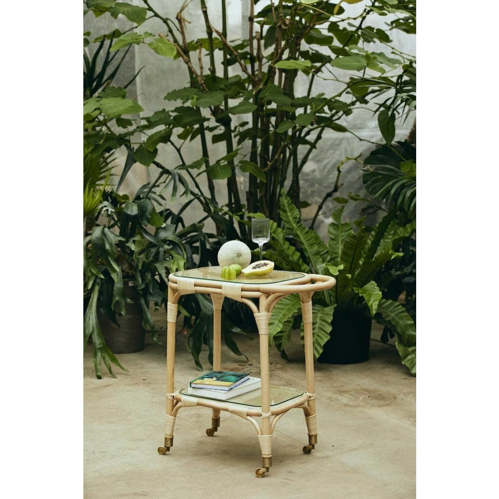 Nordal Bali Rolling Table / Bar Table in Rattan - 73x43 cm - Natur