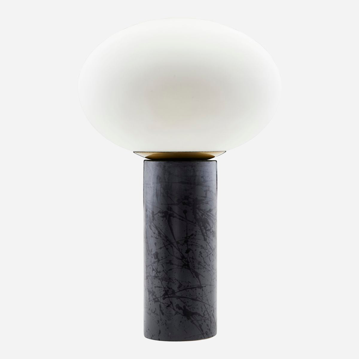 Huslegebordlampe, opal, hvit/svart-H: 45 cm, dia: 30 cm