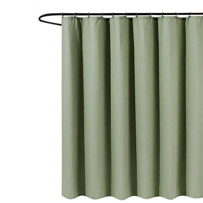 Vaffelbad gardin i hær grønt - 180x200 cm