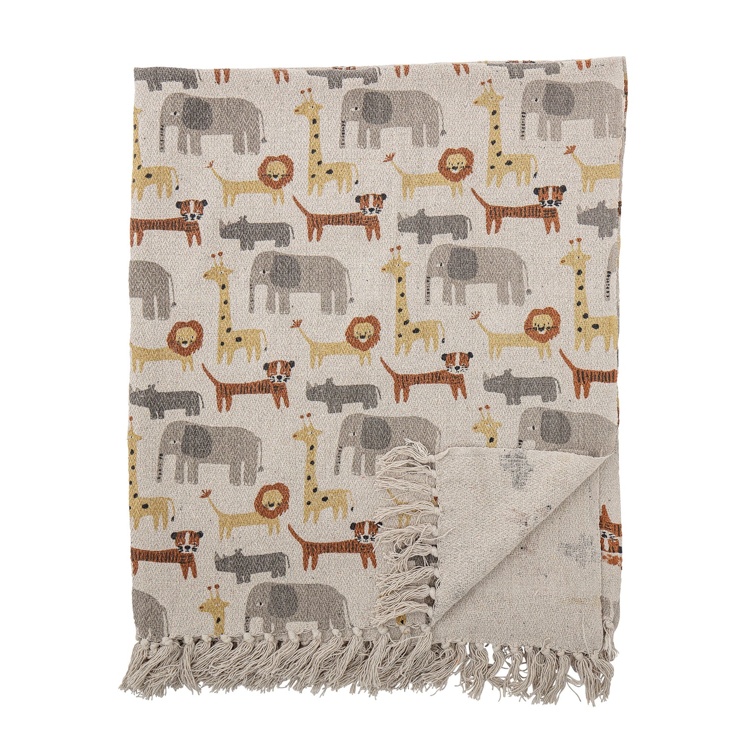 BLOOMINGVILLE MINI Brett Plaid, Brun, Genanvendt Bomuld - L160xW130 cm - DesignGaragen.dk.