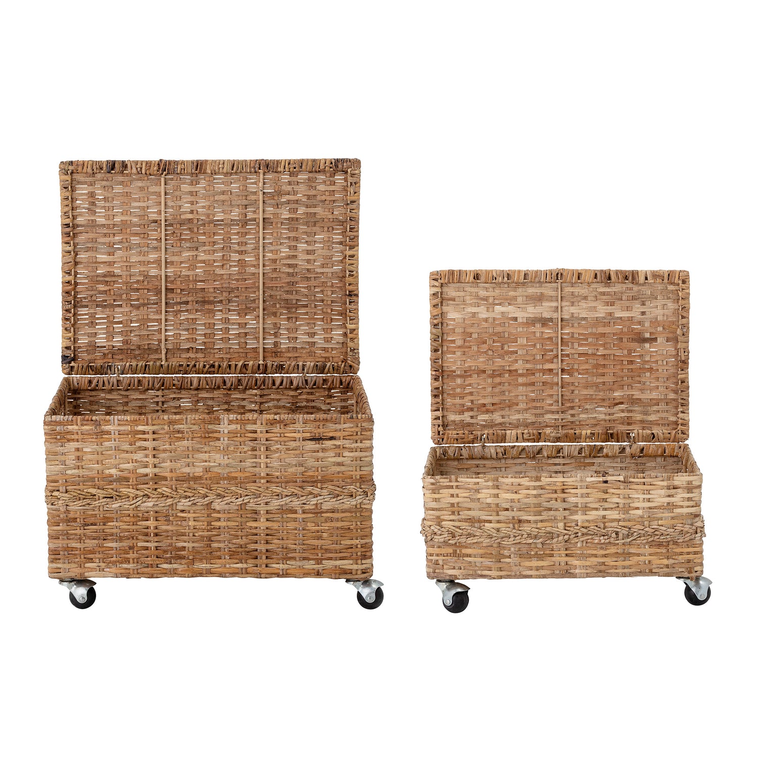 BLOOMINGVILLE MINI Colin Kurv m/Låg, Natur, Rattan - L48xH29xW33/L56xH35,5xW40 cm, Set of 2 - DesignGaragen.dk.