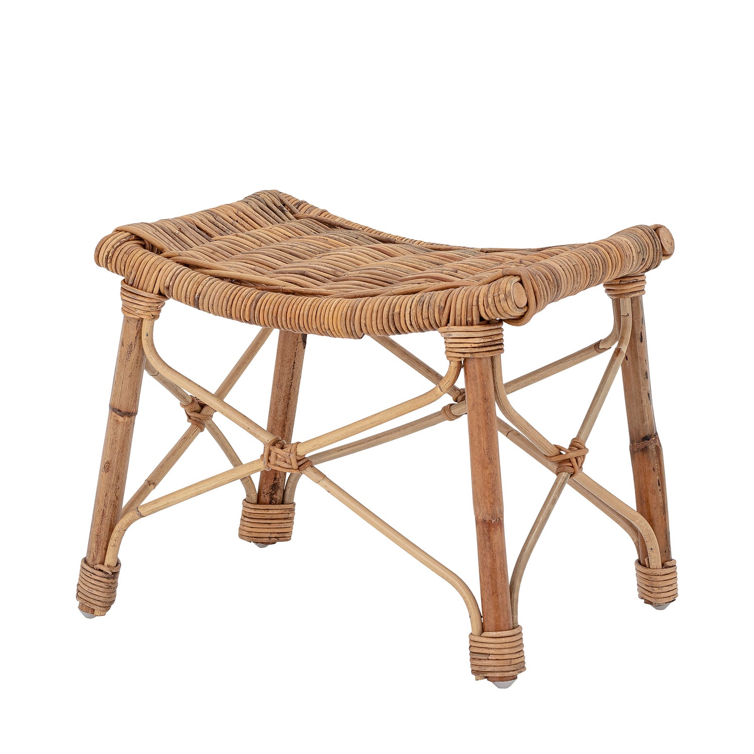 BLOOMINGVILLE MINI Alberta Fodskammel, Natur, Rattan - L36xH28,5xW25,5 cm - DesignGaragen.dk.